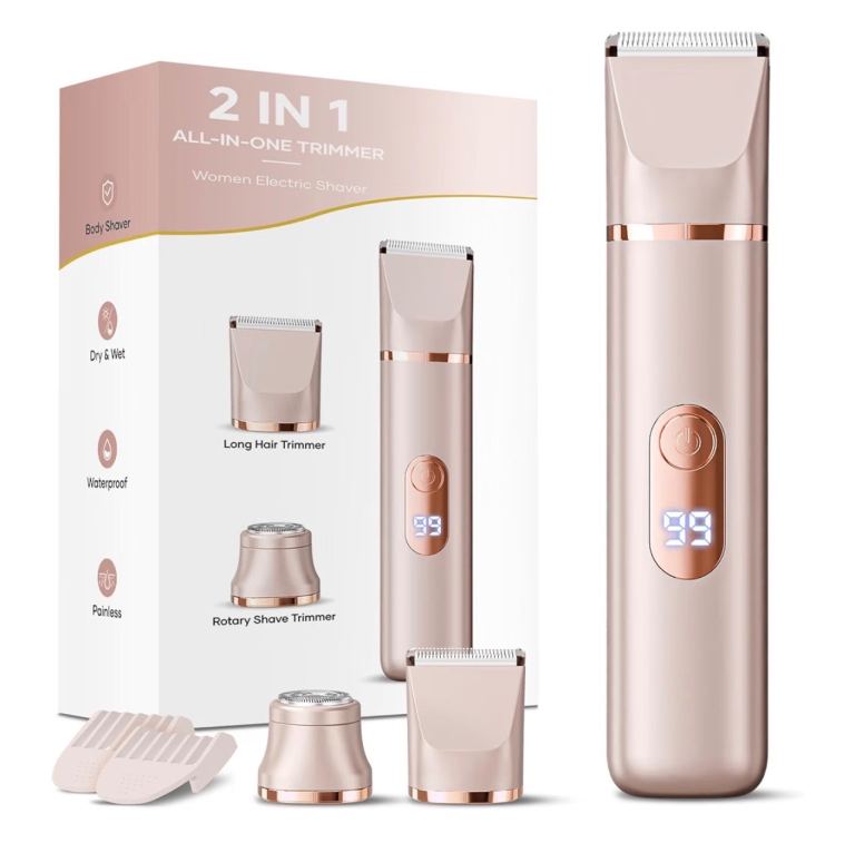 New 2-in-1 Women's Electric Shaver and Trimmer - Rose Gold