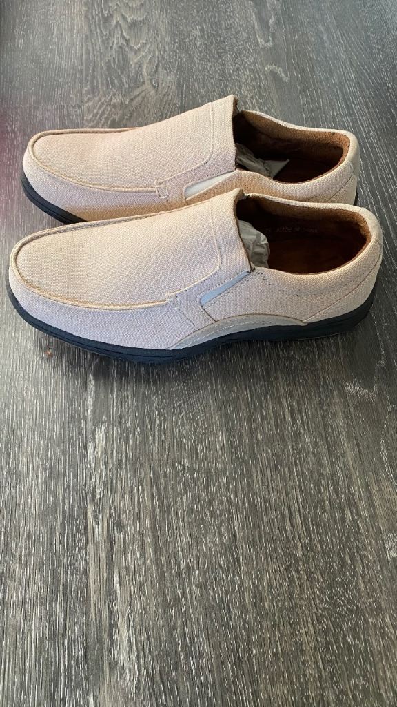 Men’s Trusty Canvas Slip-On Shoes Summer - Stone - Size UK 7.5