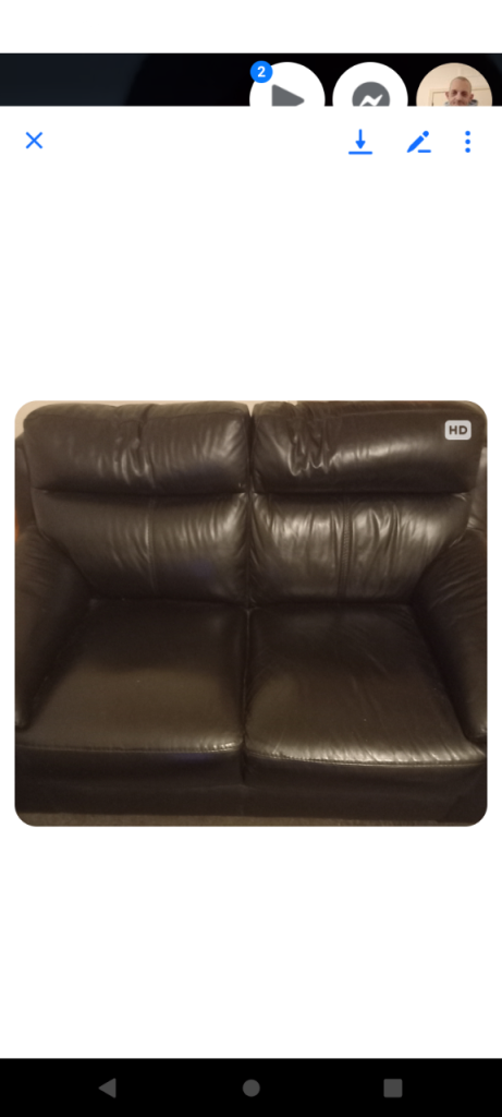2x2 seater black leather couches pick up only shotts 