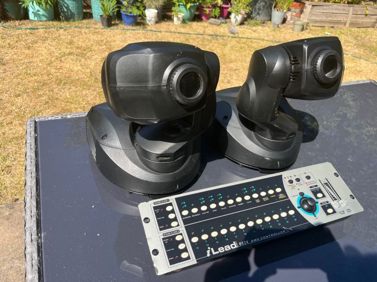 Pair of iMove Moving Head Disco Lights + DMX Controller