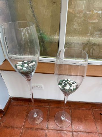 Pair of Large Decorative Glass Wine Glasses  Good Condition, 50.00 for  Sale
