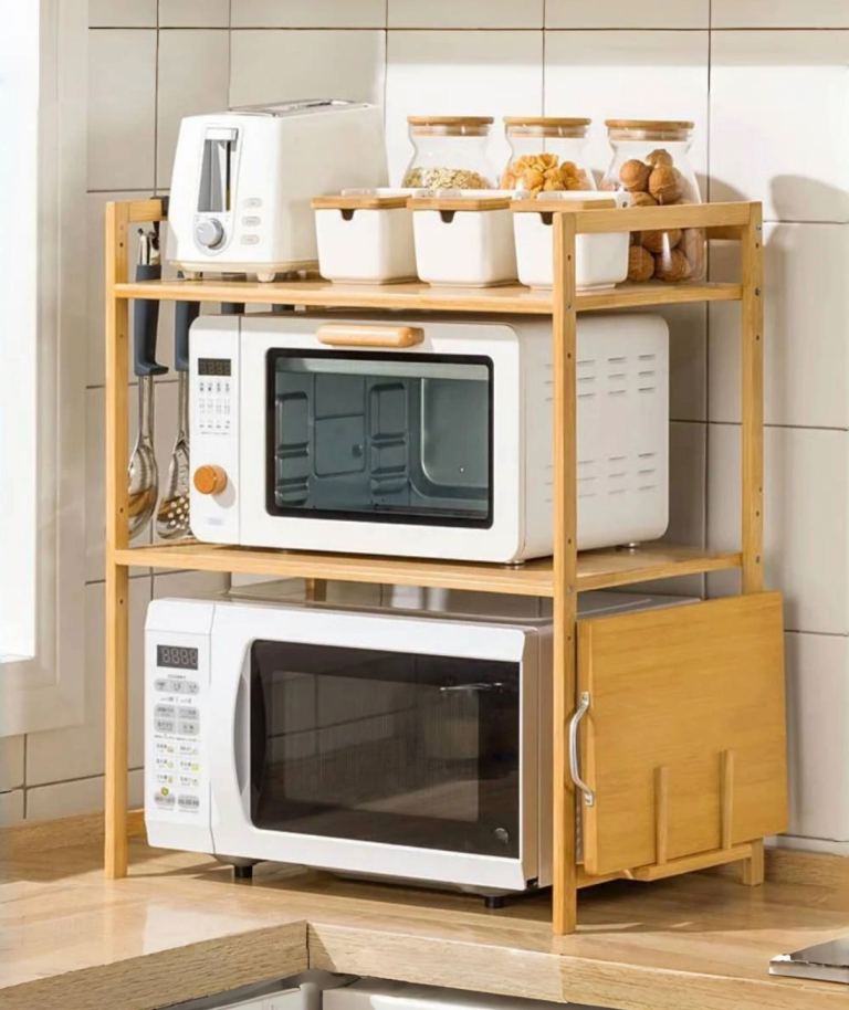 3-Tier Wooden Spice Rack Microwave Oven Rack