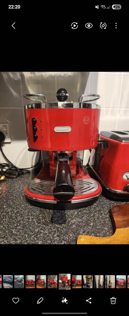Delonghi red coffee maker retro