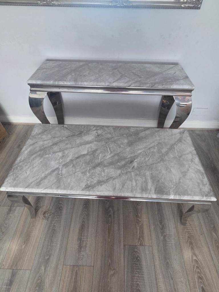 Marble side board & matching marble coffee table