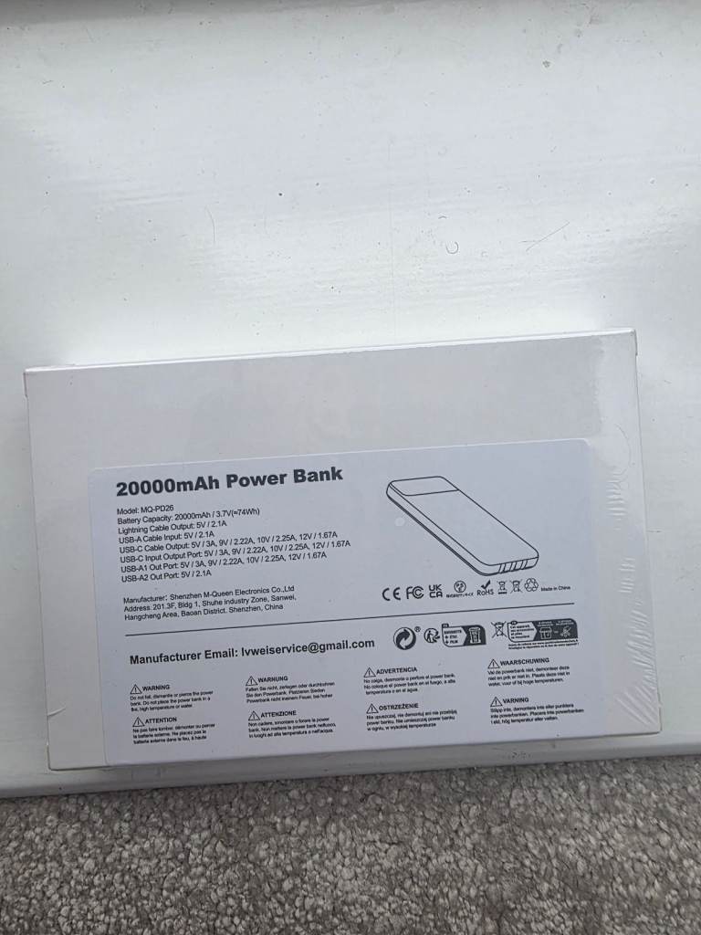 New 20000mAh Power Bank – White/Black