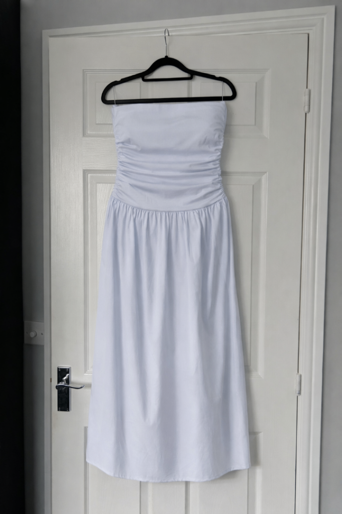 Pretty Little Thing White Stretch Ruched Maxi Dress Size 20