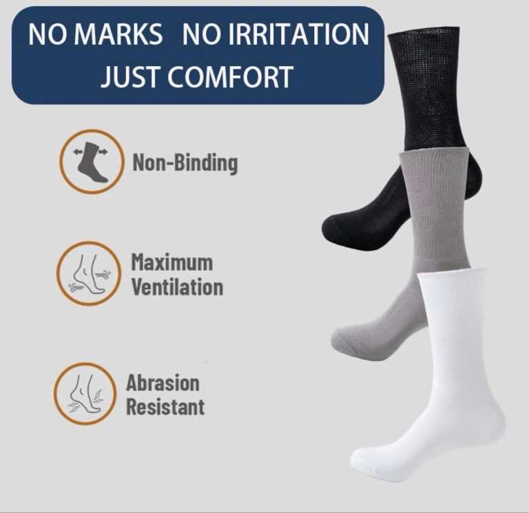 Men's Diabetes & Circulator Socks- 1 Pair Packs-Non-Binding Moisture Management