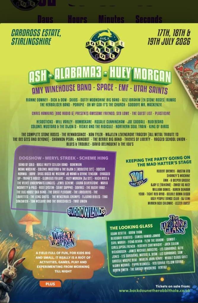 Doune the rabbit hole Festival Ticket – 17th, 18th & 19th July 2026