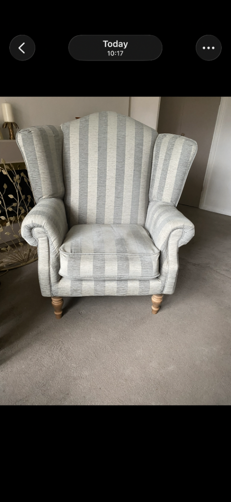 Grey striped arm chair