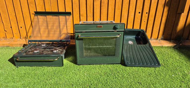 image for STOVES VANETTE GG2200 oven, VANETTE 4301-2 hob with grill and sink for camper caravan boat.