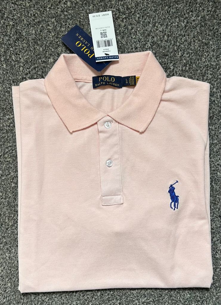 Ralph Lauren SLIM Fit Polo Shirt Pink Size L BNWT