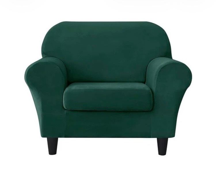New Green Velvet Armchair Cover – 1 Seater