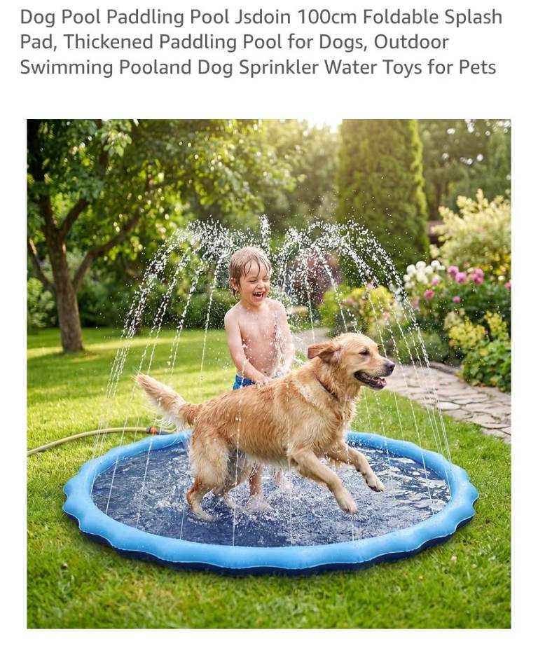 Dog cooling splash mat, pool. Paw friendly. Or tots sprinkler pool.