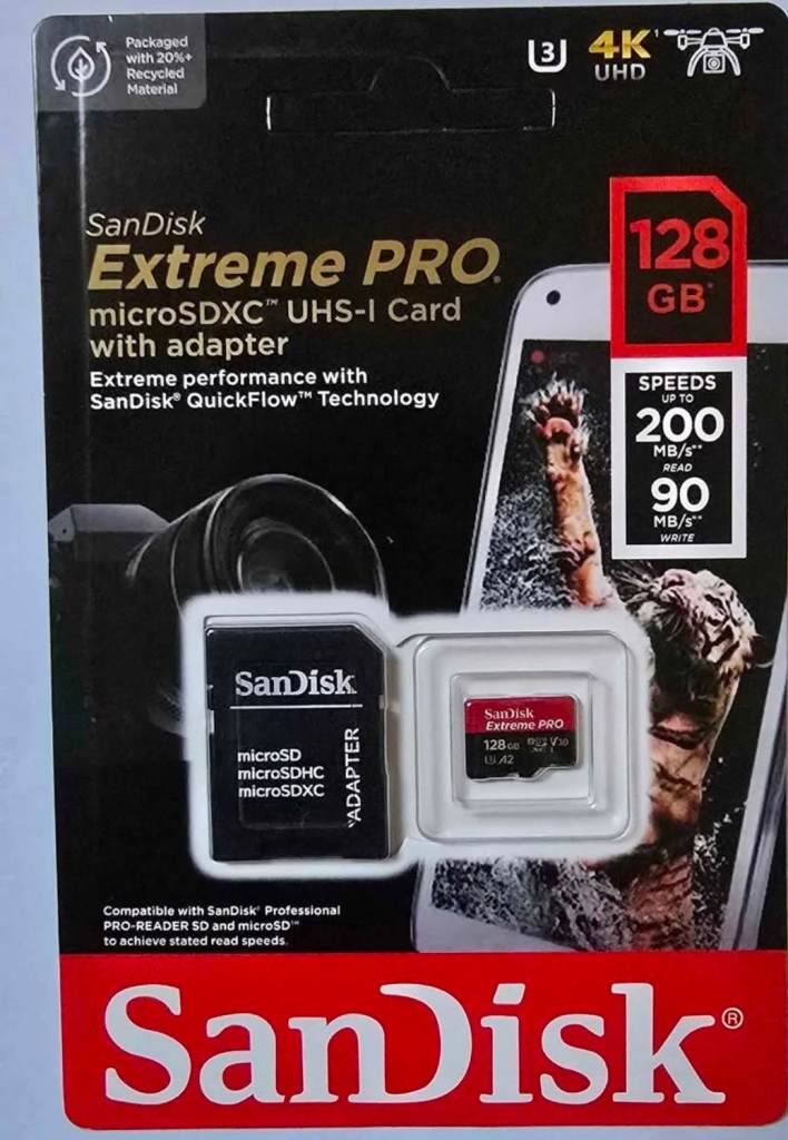 Scandisk 128GB Memory Card / Micro SD (4K / up to 200 speed) Original for camera, phones, tablets