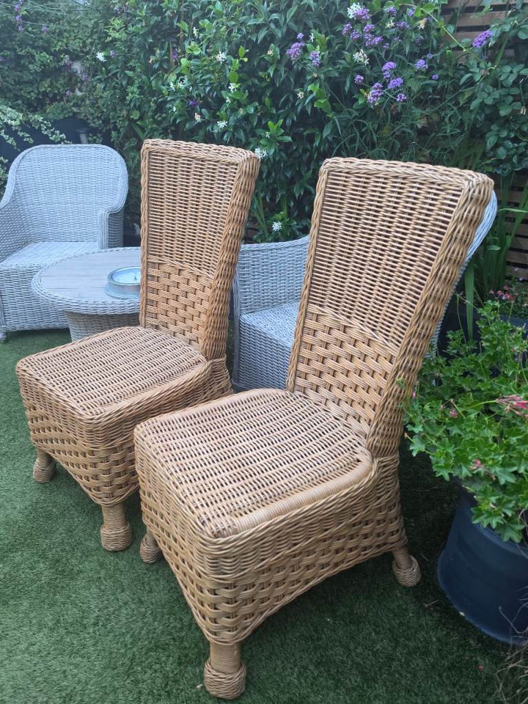 Pair of Rattan  Chairs. Beige, Good Condition