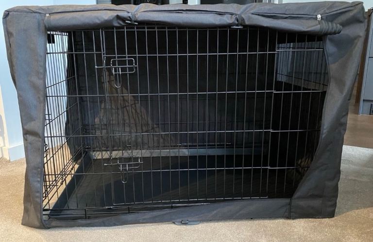 XL 42” Collapsible Pet Crate and Cover. 2 Doors. Removable Tray. New Condition. 
