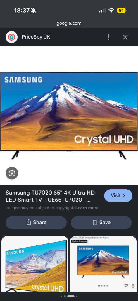 SAMSUNG UE65TU7020KXXU 65" Smart 4K Ultra HD HDR LED TV