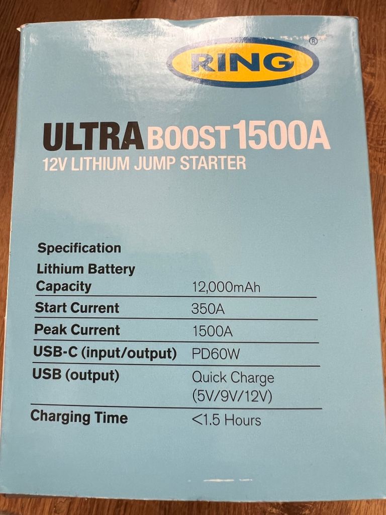 RING Ultraboost 1500Ah Car Battery Jump Starter Brand New unopened and unused