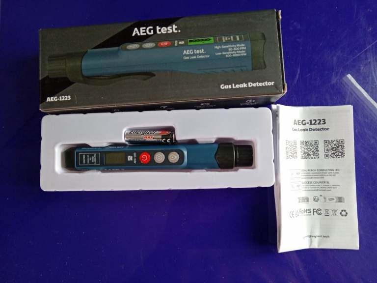 Brand New AEG-1223 Gas Leak Detector with Flashlight