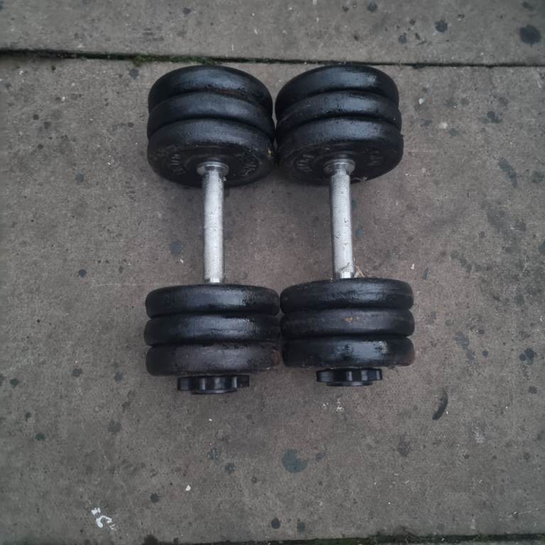 Cast iron dumbbells 15kg on each dumbbell 