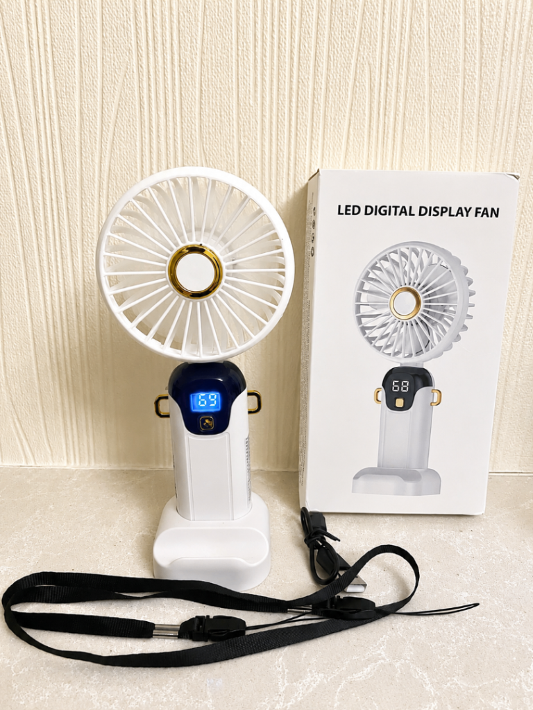 New Portable LED Digital Display Fan with Phone Stand