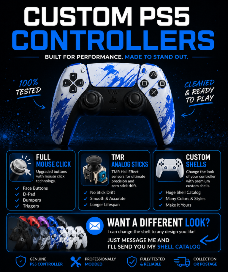 PS5 Controller Upgrade Service | TMR Hall Effect | Full Mouse Click | Custom Shell Replacement