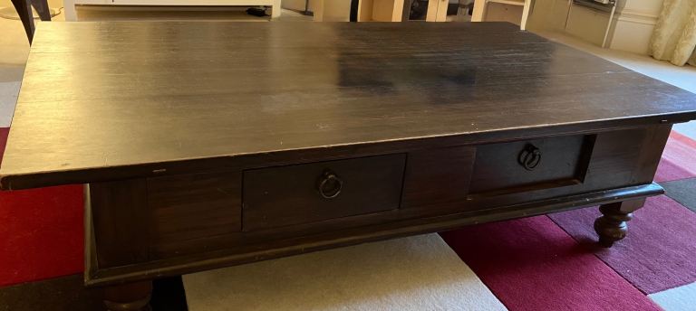 FREE: Large, dark wood coffee table 