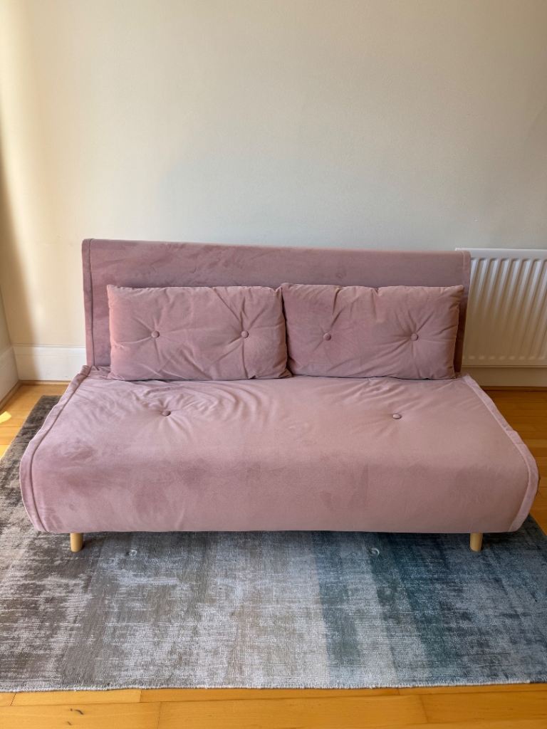 Double sofa bed - pink velvet