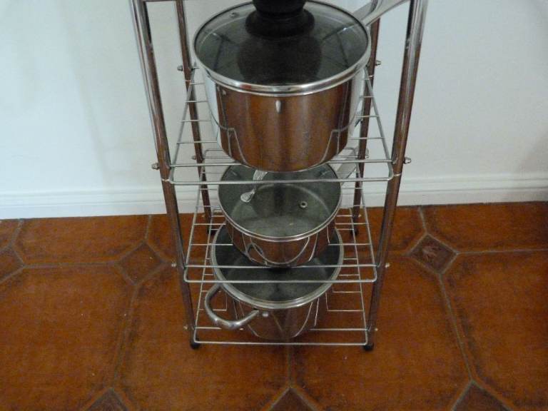 3-Tier Metal Kitchen Storage Rack – Good Condition