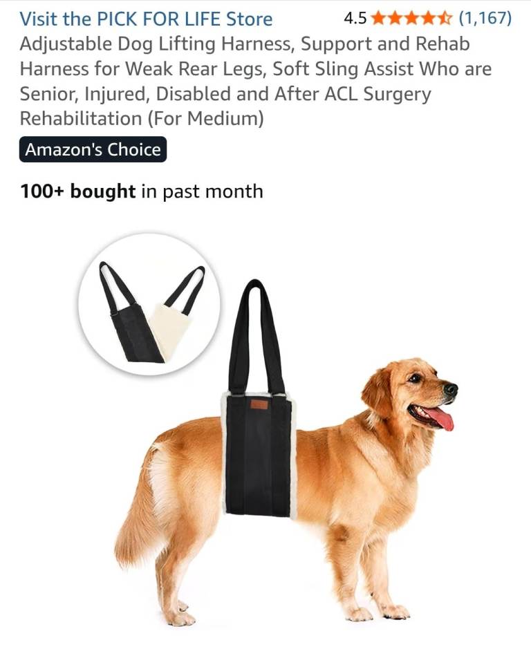 Asjustable dog lifting harness