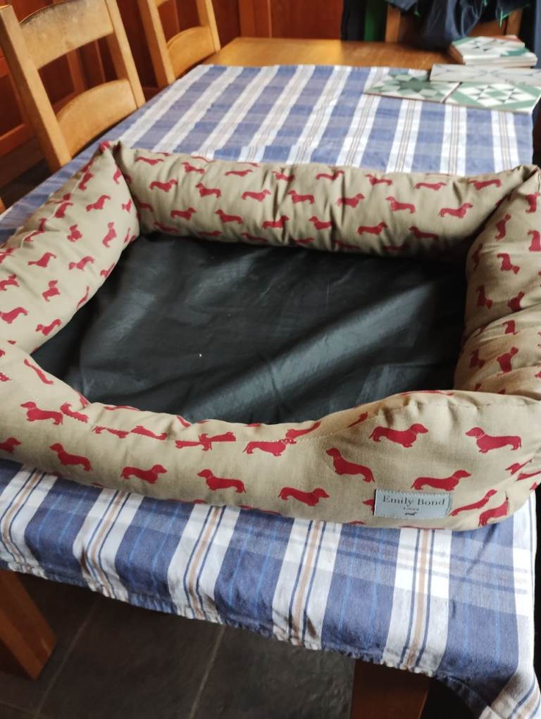Large dog bed, Emily bond daschund fabric