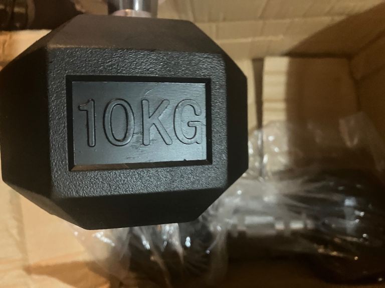 Hexagon 10kg pair of dumbbells, brand new