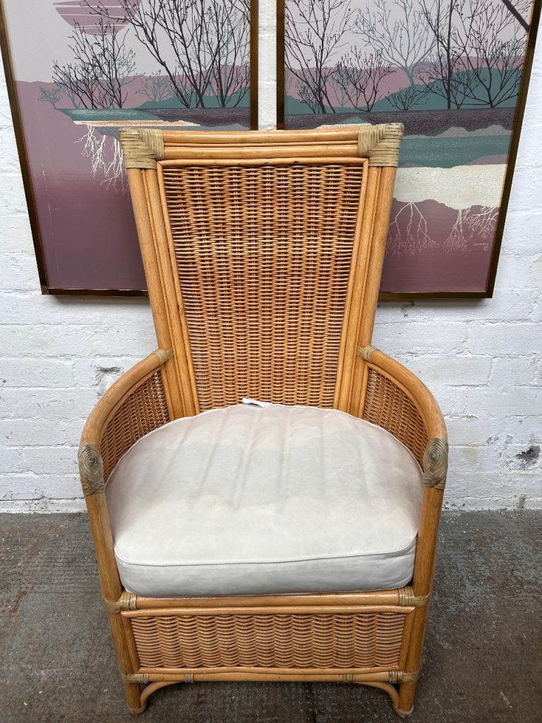 Rattan and Wicker Wingback Chair 
