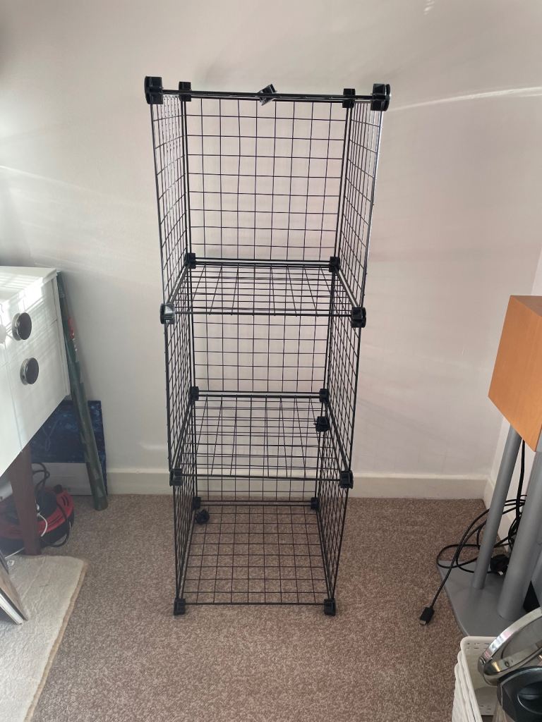 Black wired cupboard bedroom wardrobe shelving unit