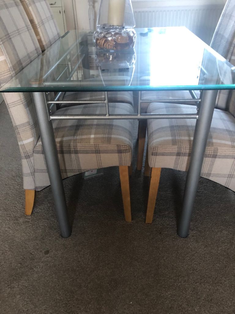 Glass Dining Table only with Silver Legs 
