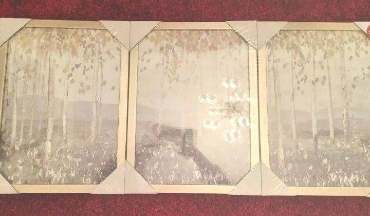 REDUCED....DUNELMS (BNIP) TRIO OF PICTURES(gold framed) 