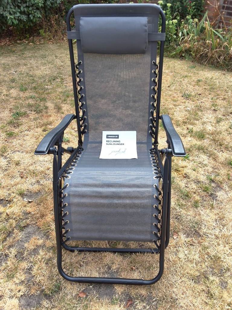 Homebase Reclining Sunlounger – Grey, Brand new 