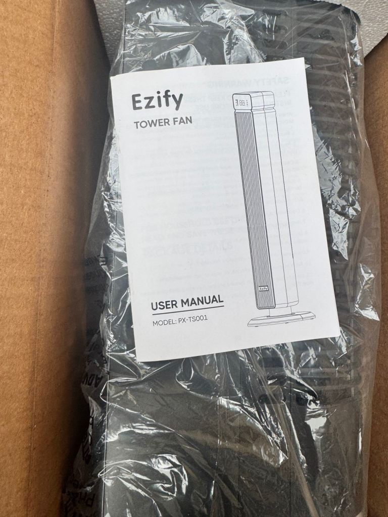 Ezify 40-Inch Tower Fan with Remote – 6 Speeds, 12H Timer, Quiet – Black – Brand New, Boxed
