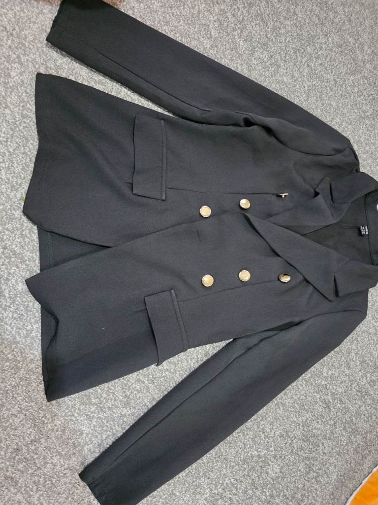 SHEIN Black Double-Breasted Blazer – Size S, As Good As New