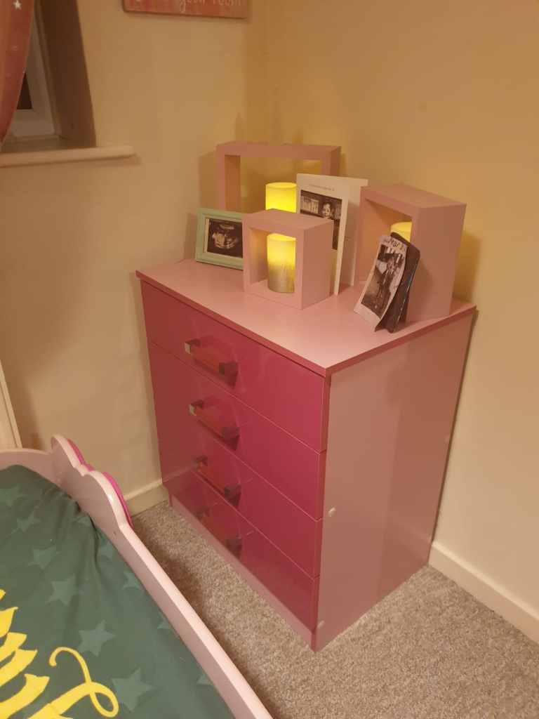 Pink Chest of Drawers - Good Condition