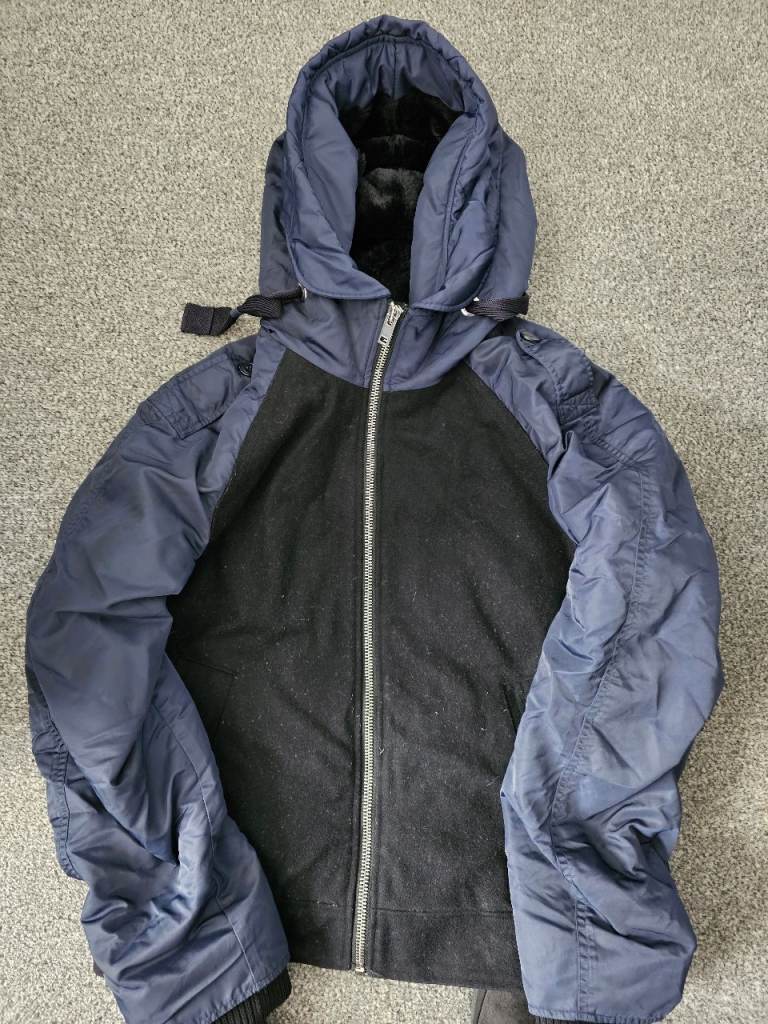 Mens blue and black diesel coat size large