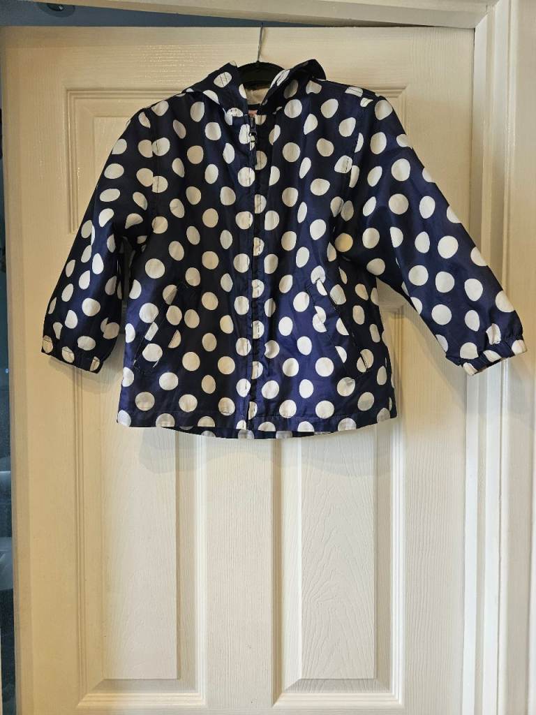 TU Kids Blue Polka Dot packaway Rain Jacket – 3-4 Years 98-104cm