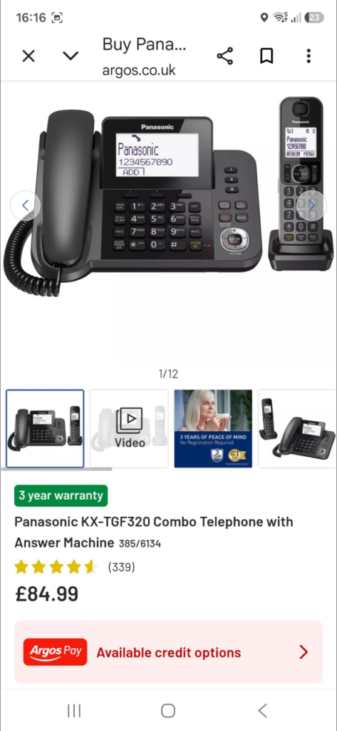 Panasonic KX-TGF320 Combo Telephone with Answer Machine – New