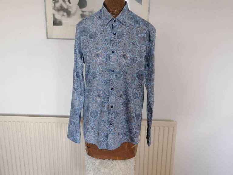 image for Designer OSCAR BANKS Luxury Pure Cotton Shirt. N. Mint Cond. Size : M ( 39 - 40)
