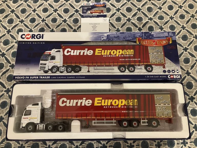 Very Rare Corgi CC14040 Volvo FH Super Trailer "Currie European, Dumfries, Scotland"