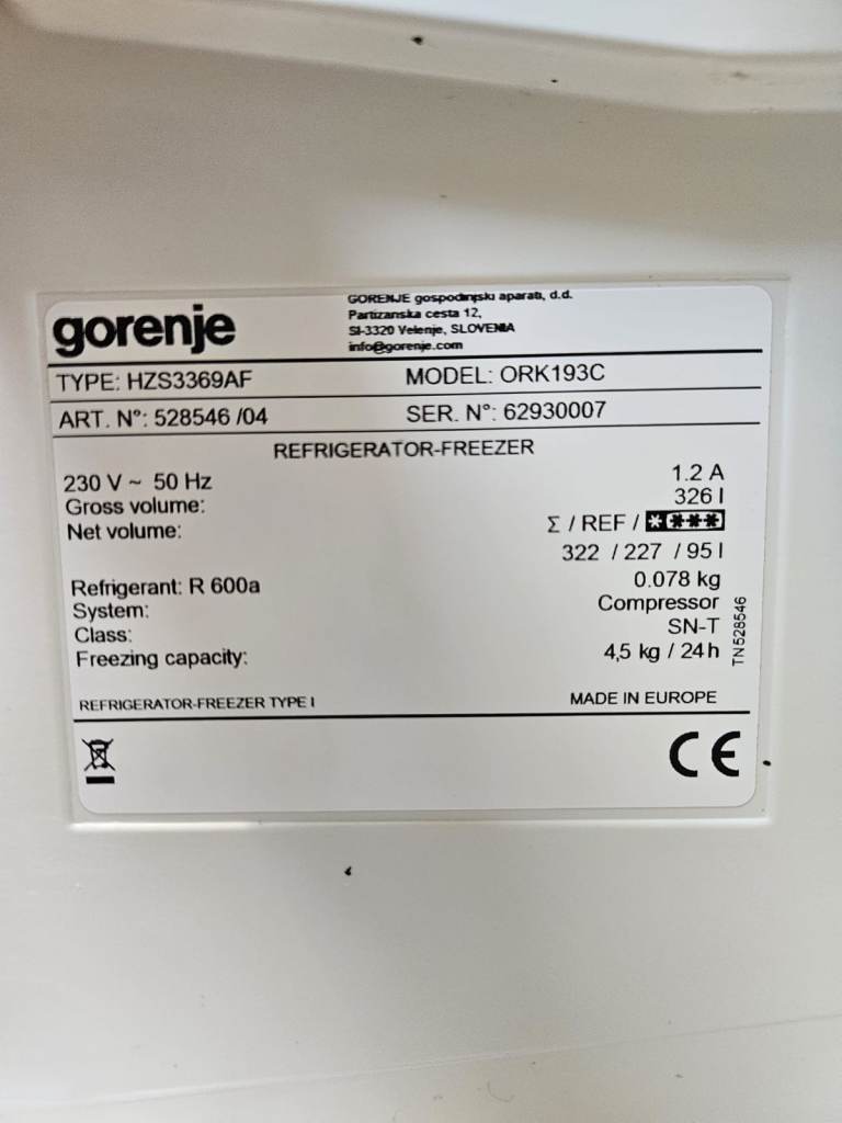 Gorenje Retro Refrigerator-Freezer - Cream - Model ORK193C
