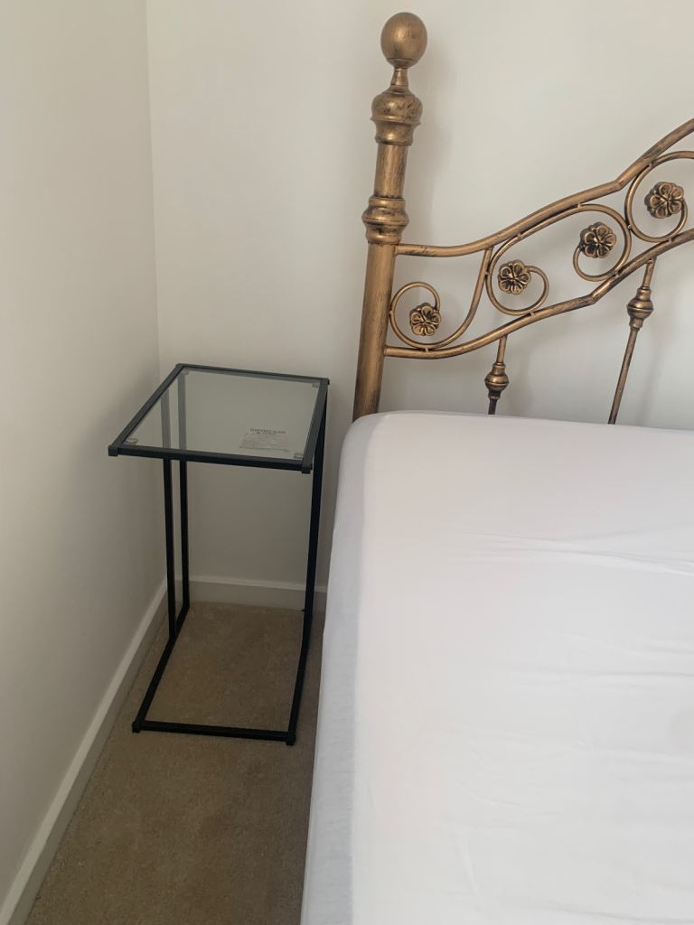 Black Metal and Glass Bedside Table – Excellent Condition