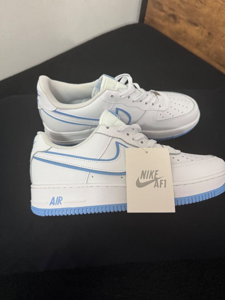 Brand New, Nike Air Force 1’s, White & Blue,  Size 9.