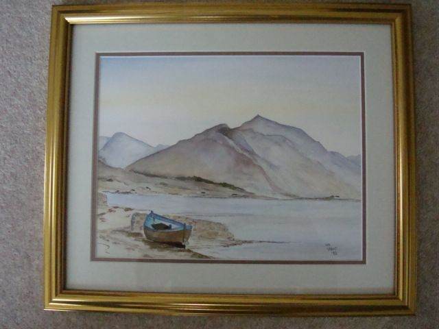 Scotland Water Colour Loch Oich by Iain Grant 1993  Frame size 39cm x 33cm