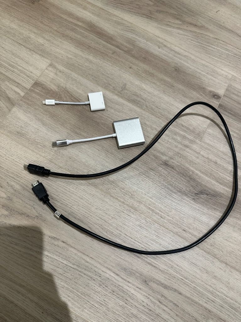 HDMI Cable with Lightning and USB-C Adapters – Good Condition